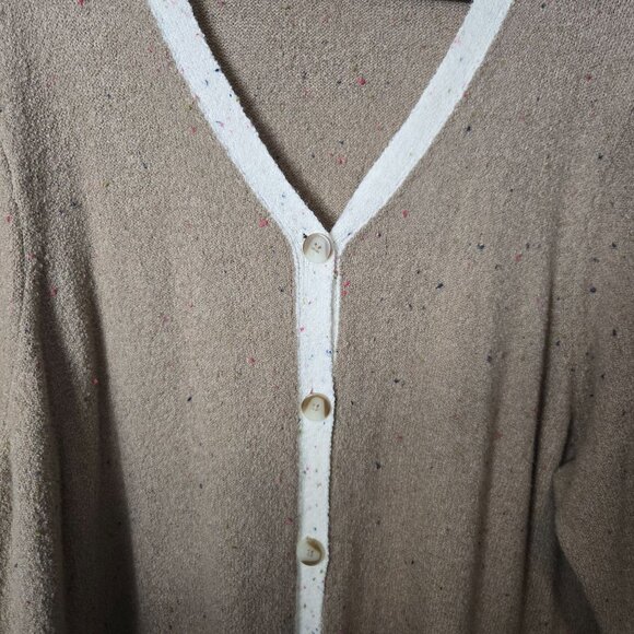 LOGO by Lori Goldstein Size 2X Tan Color Blocked Speckled  Button Front Cardigan - Picture 9 of 10